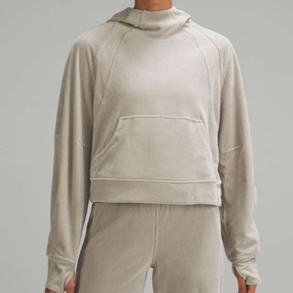 Lululemon Limited Scuba Oversized Hoodie Velvet Cord Riverstone XS/S Pullover - Picture 5 of 7